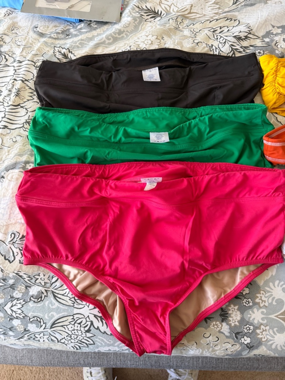 Lands' End Womens' Swim Briefs in Hot Pink, Green & Black